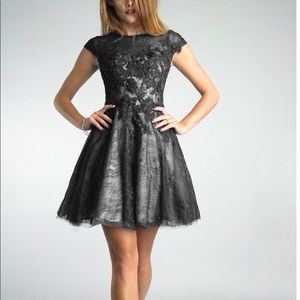 Unique Lace and Tulle Cap Sleeve Cocktail Dress from Basix Black Label